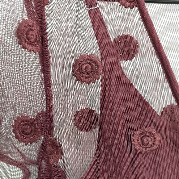 Abercrombie & Fitch Burgundy Floral Mesh Maxi Dress Size XS - Picture 7 of 12